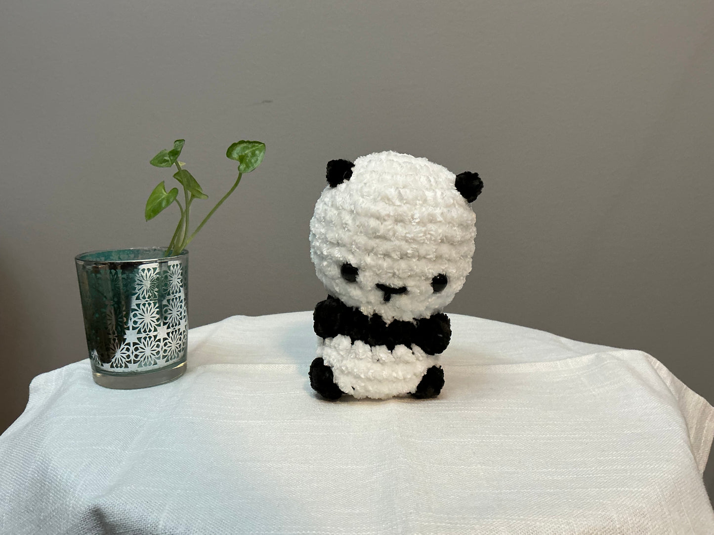 Crochet panda gift basket