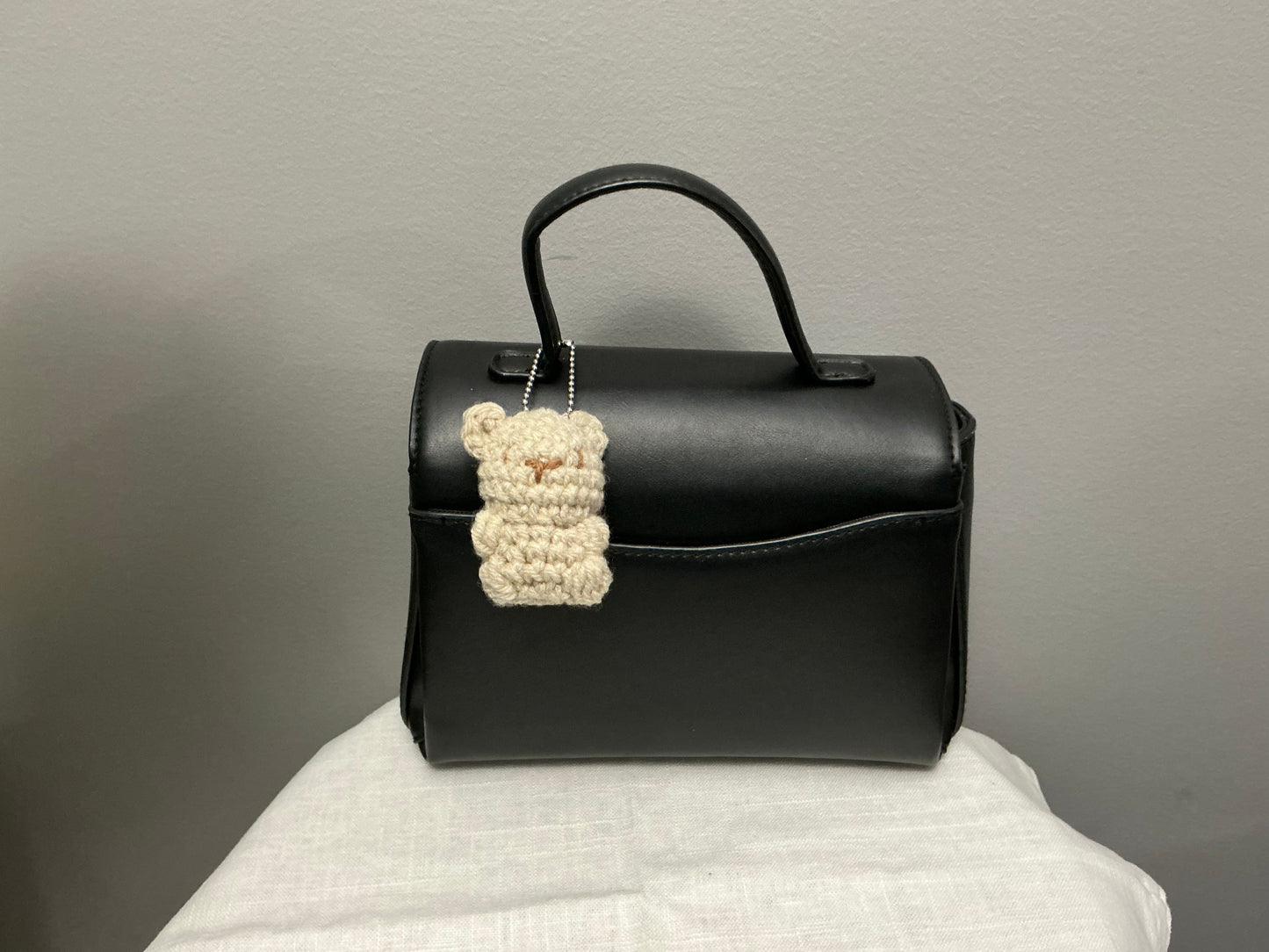 Crochet bag charm teddy bear