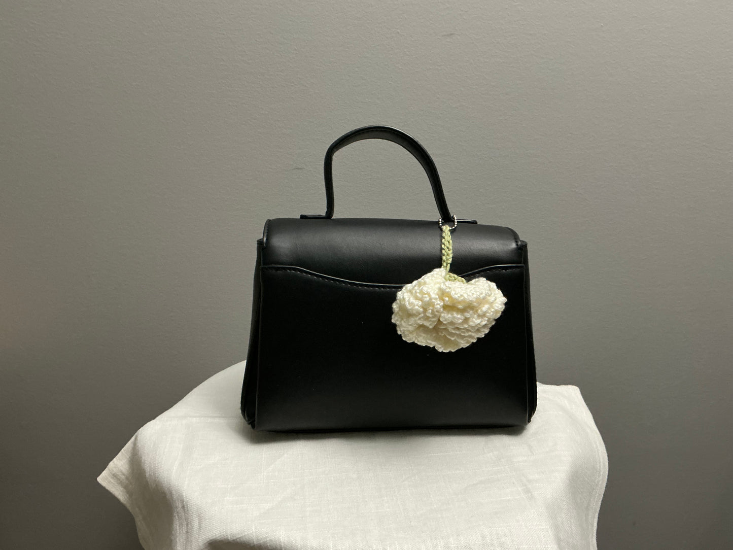 Crochet bag charm carnation flower