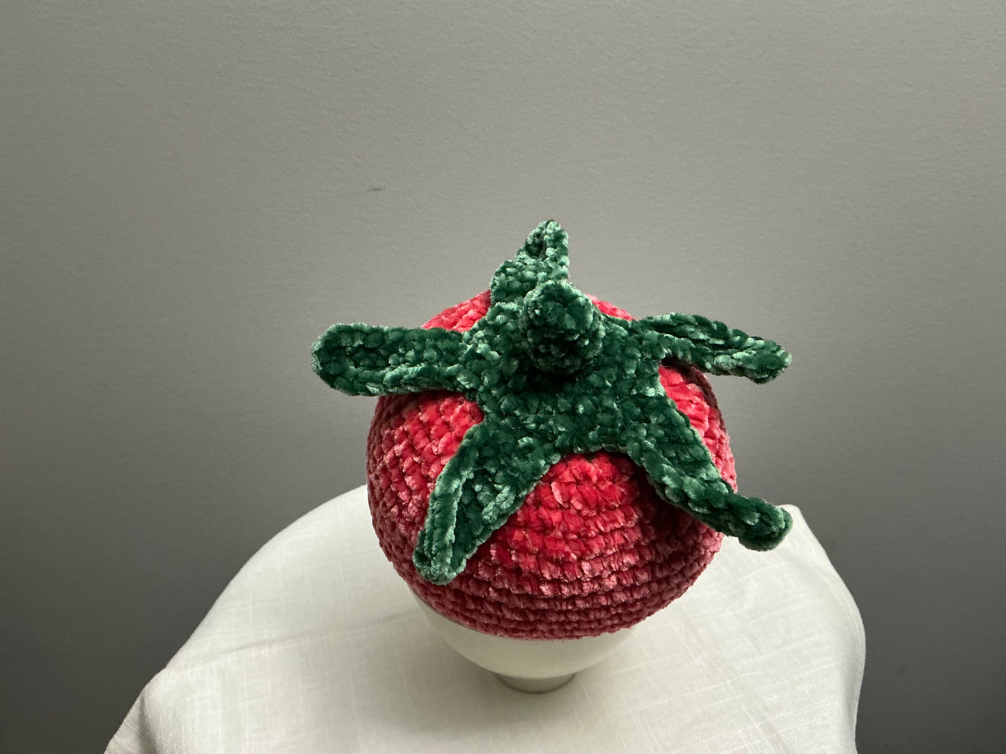 Crochet strawberry plush gift basket