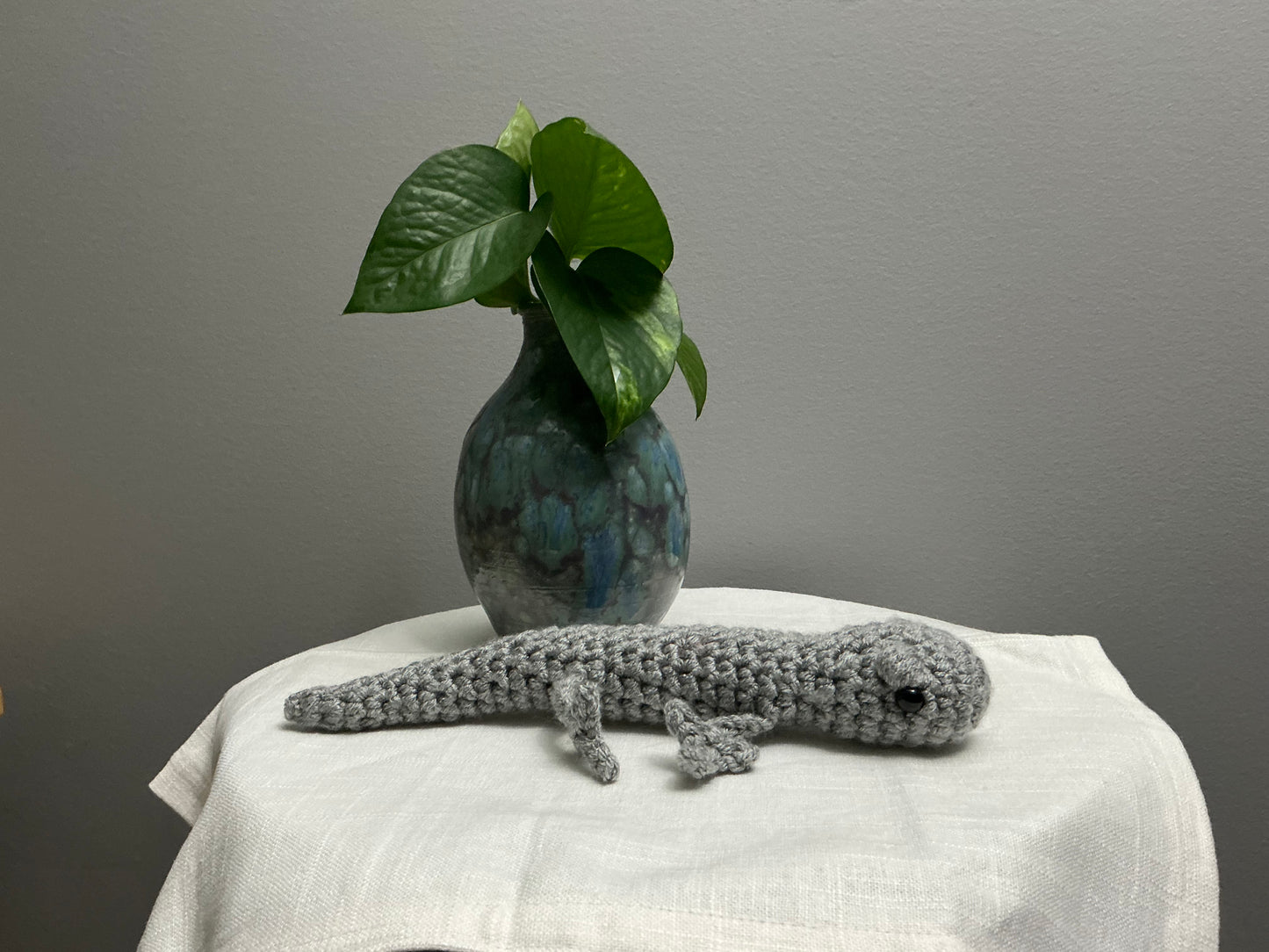 Crochet lizard gift basket