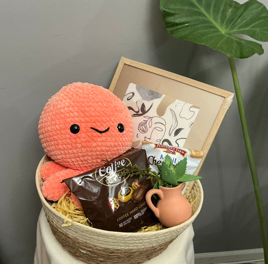 Crochet octopus gift basket