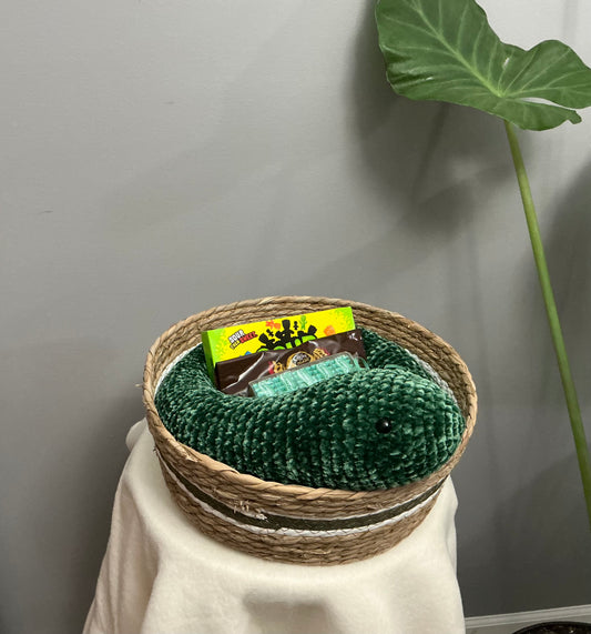 Crochet snake gift basket