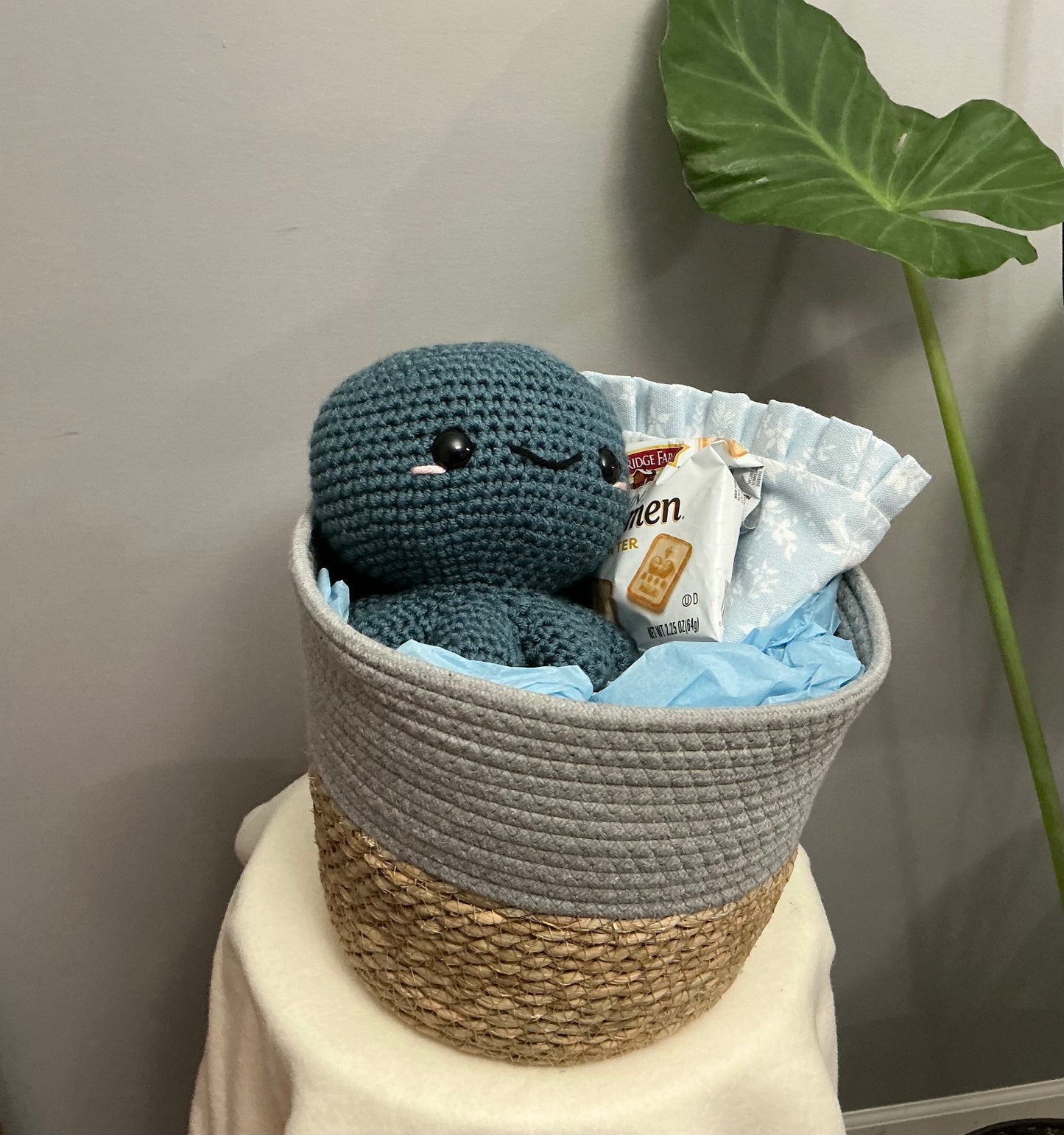 Crochet octopus gift basket