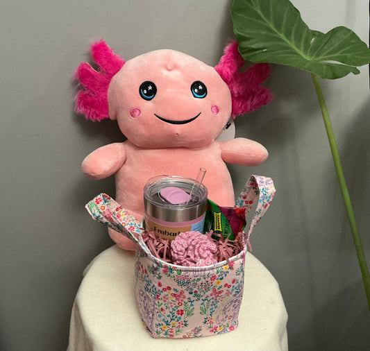 Crochet bag charm carnation flower gift basket