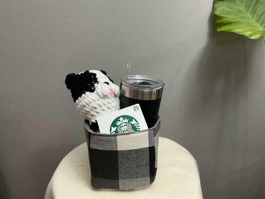 Crochet puppy gift basket