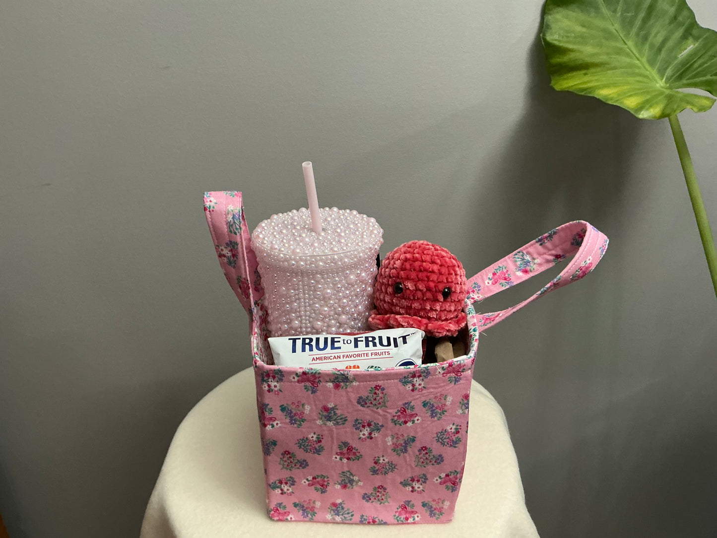 Crochet octopus plushie gift basket