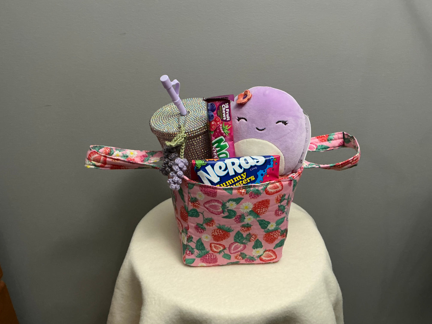 Crochet bag charm lavender flower gift basket