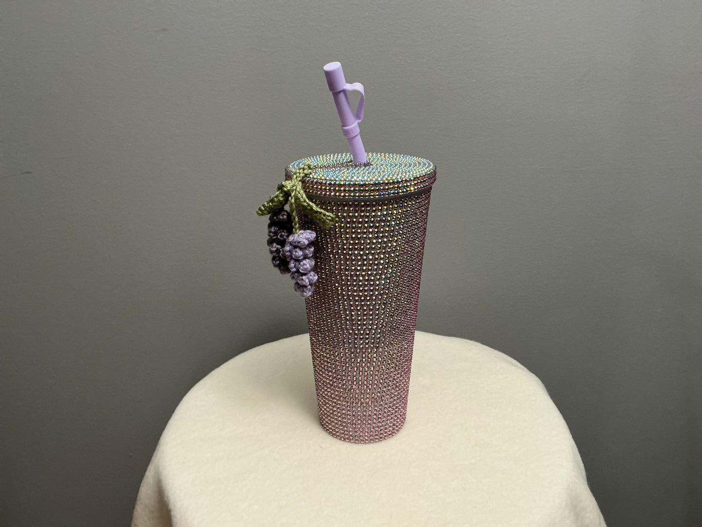 Crochet bag charm lavender flower gift basket